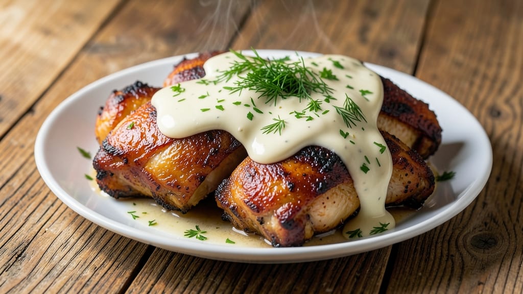 Baked Chicken Thighs Recipe with Ranch Dressing: Crispy-Skinned Juiciness Drizzled to Perfection