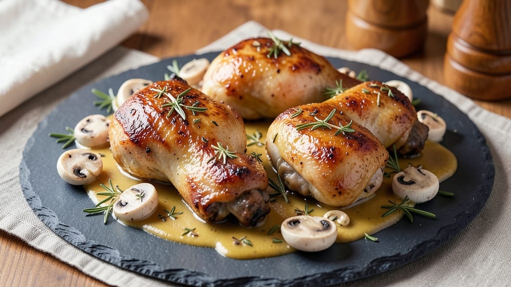Baked Chicken Thighs With Mushrooms Recipe: Savory Herb Butter Crust and Earthy Pan Sauce