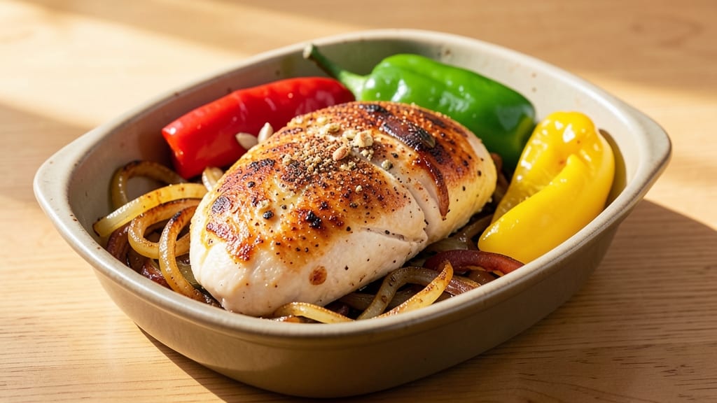 Baked Chicken Breast With Peppers and Onions Recipe: One-Pan Herb-Roasted Harmony in 35 Minutes