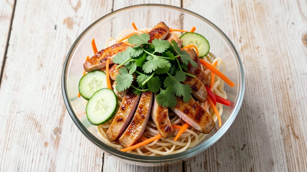 Asian Chopped Chicken Salad Recipe: Crunchy Rice Noodles and Tangy Lime Vinaigrette