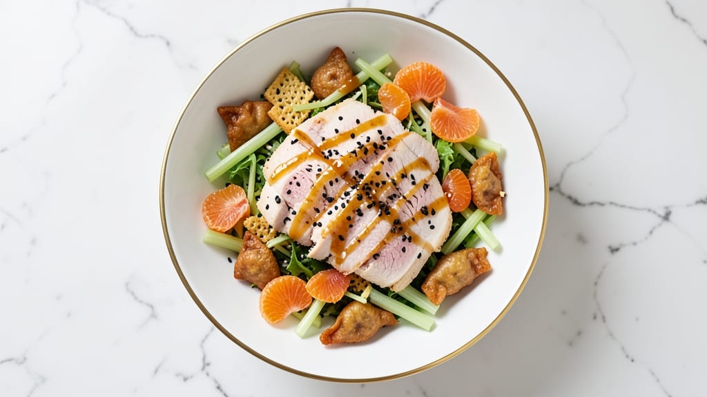 Applebee's Oriental Chicken Salad Copycat Recipe: Crispy Celery Crown Over Creamy Sesame Dressing
