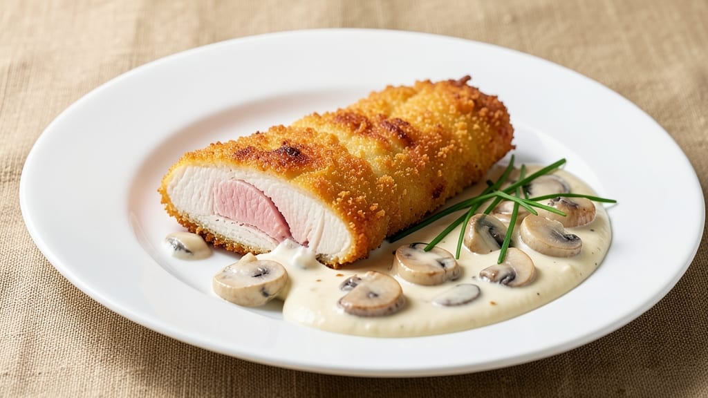 Chicken Schnitzel With Mushroom Cream Sauce Recipe: Crispy Breaded Cutlets Drowned in Earthy Mushroom Cream
