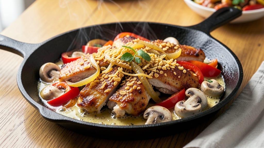 Applebee's Sizzling Chicken Skillet Recipe: Crispy Parmesan Cornflake Crunch With Cheesy Creamy Sauce