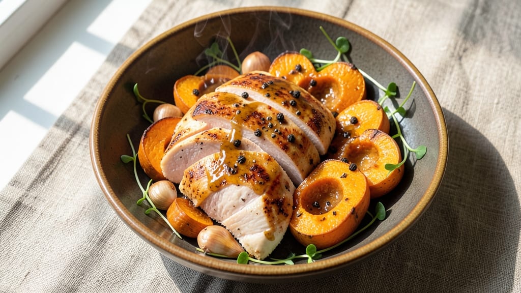 Baked Chicken Breast and Acorn Squash Recipe: Sweet Maple-Roasted Harmony in One Pan