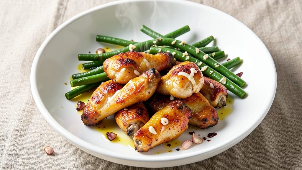 Gordon Ramsay's Chicken Wings and Green Beans Recipe: Crispy-Skinned Wings with Almond-Fried Greens