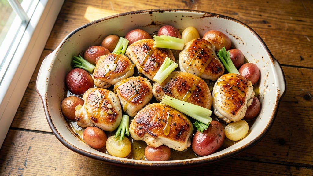 Grandma's Chicken Bake Recipe: Crispy Celery Crown Over Melty Cheese Magic