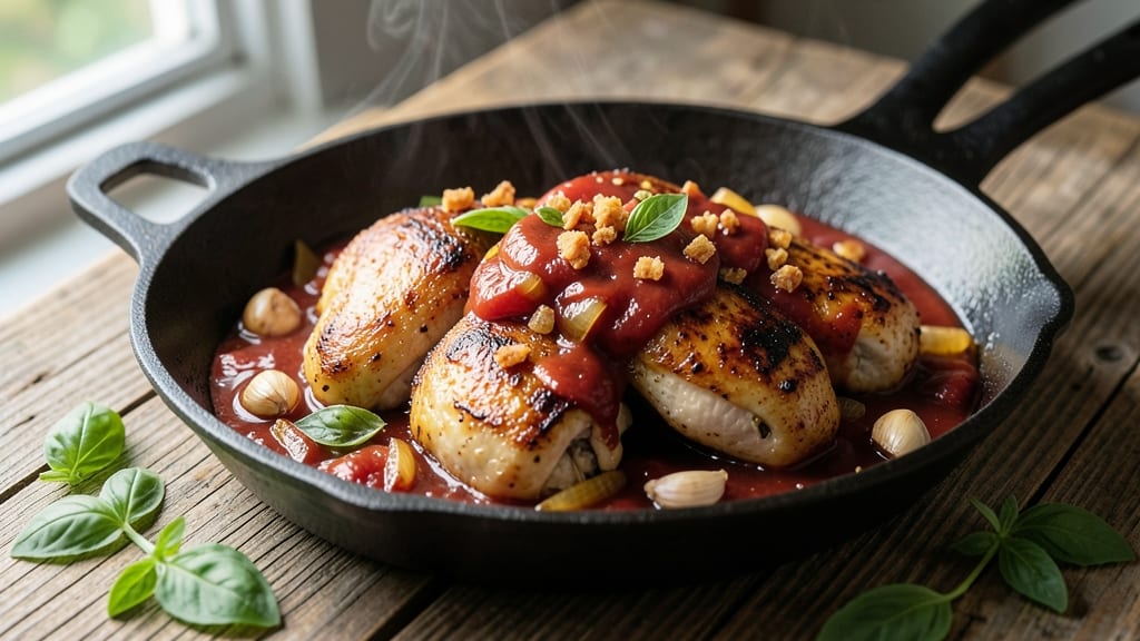 Grandma's Chicken Cacciatore Recipe With Tomato Sauce: Simmered Wine and Herb Richness