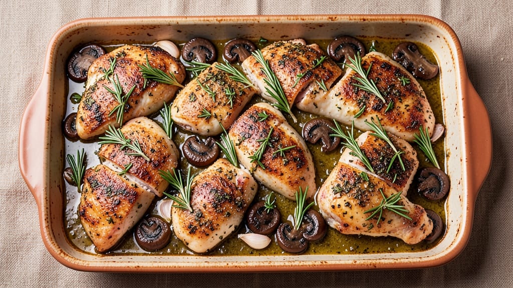 Jamie Oliver's Chicken and Mushroom Tray Bake Recipe: One-Pan Herb-Crusted Masterpiece